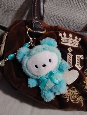 Sanrio Pochacco Plush Keychain Kawaii Blue Bag Charm Cute Dog